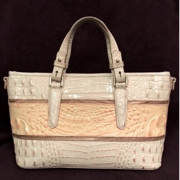 Brahmin Mini Asher Rose Tri Color Melbourne Gator/Croc Leather - Picture 4 of 16
